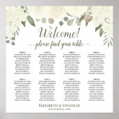 8 Tabelle White Roses Boho Hochzeitsdiagramm Poster (Vorne)