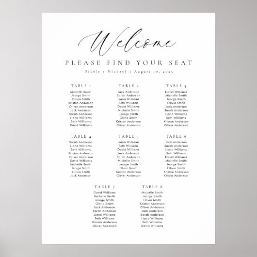 8 Tabellen - Begrüßungsdiagramm Poster (Vorne)