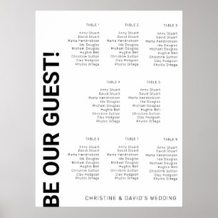 8 Tabellen Einfache White Wedding Chart Poster