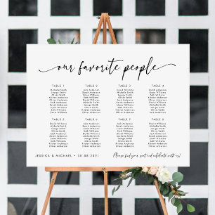 8 Tabellen Unsere Lieblings-Sitzplan Poster