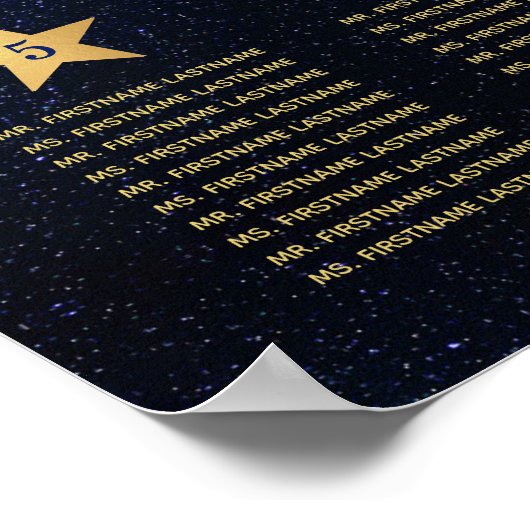 8 Table Blue Gold Celestial Seating Chart Poster (Ecke)