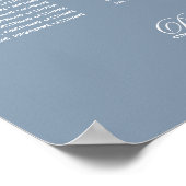 8 Table Dusty Blue Wedding Simple Seating Chart Poster (Ecke)