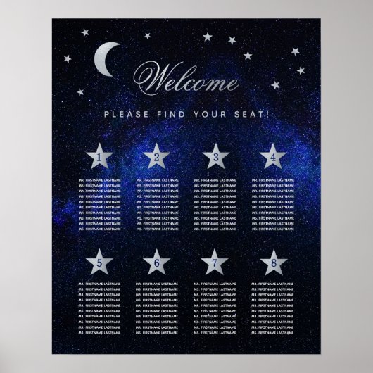 8 Table Sky Celestiding Stars Seating Chart Poster (Vorne)
