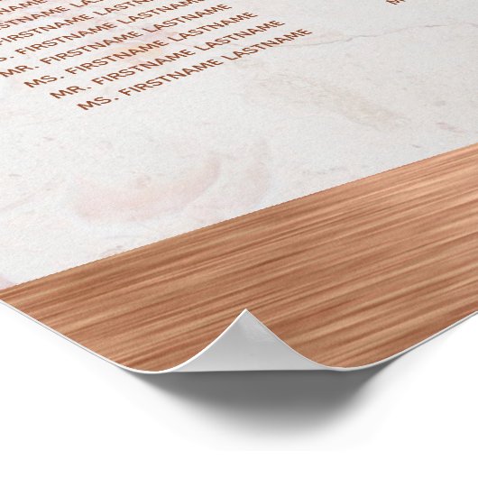 8 Table Wedding Seating Chart Copper Marmorskript Poster (Ecke)