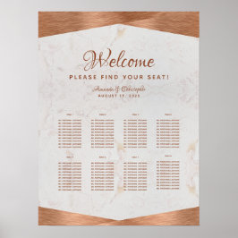 8 Table Wedding Seating Chart Copper Marmorskript Poster