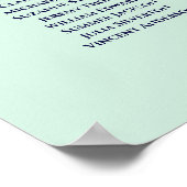 8 Table Wedding Seating Chart Mint Green & Navy Poster (Ecke)