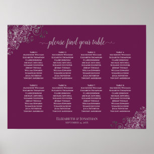 8 Tafeldeckelsilber für Hochzeitssitze auf Basis Poster