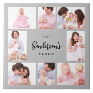 8 Teile Familienfoto in grauem Rahmen Fliese
