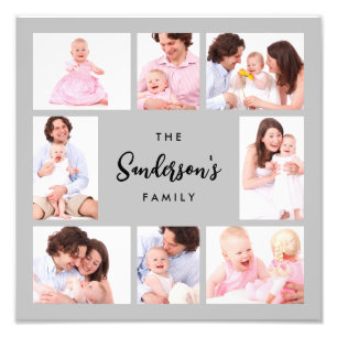 8 Teile Familienfoto in grauem Rahmen Fotodruck