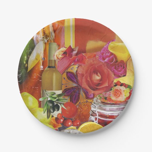 8 Teller mit orangefarbenem und gelbem Papier in S (Vorderseite)