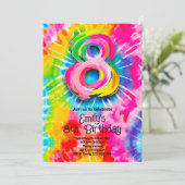 8. Tie Dye Geburtstag Einladung (Stehend Vorderseite)