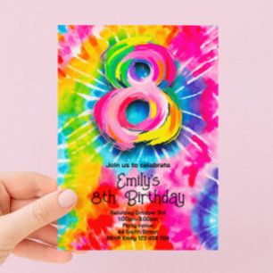8. Tie Dye Geburtstag Einladung