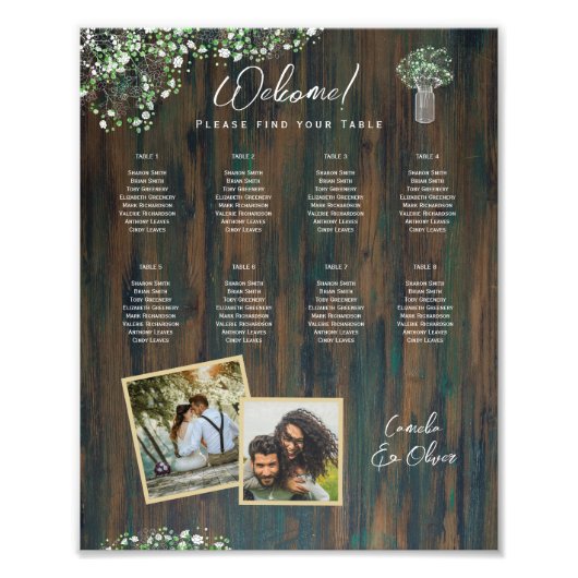 8 Tisch Rustikales Holz Gypsophila FOTO SITZUNG (Vorne)