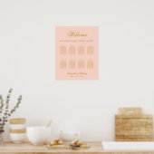 8 Tische Blush Wedding Simple Pink Seating Chart Poster (Küche)