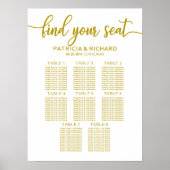 8 Tische Hochzeitskarte Gold Calligraphie Poster (Vorne)