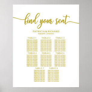 8 Tische Hochzeitskarte Gold Calligraphie Poster