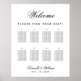 8 Tische Schwarz-weiß einfache Hochzeitskarte Poster
