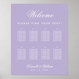 8 Tischvorführplatte Lila Hochzeitssitzkarte Poster