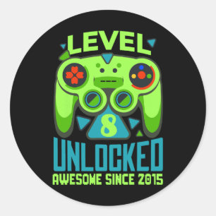 8 Unlocks Phantastisch 2015 Videospiel 8. Geburtst Runder Aufkleber