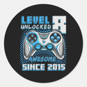 8 Unlocks Phantastisch 2015 Videospiel 8. Geburtst Runder Aufkleber