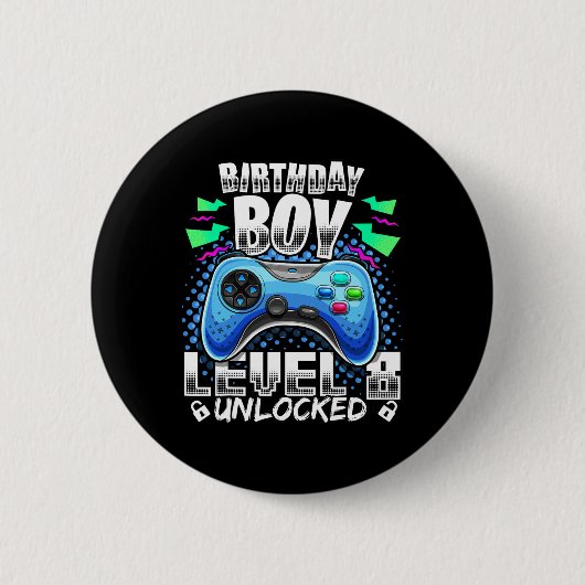 8 Unverriegeltes Videospiel 8. Geburtstag Gamer Gi Button (Vorderseite)