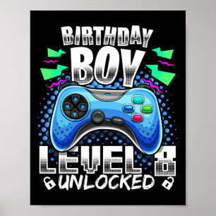 8 Unverriegeltes Videospiel 8. Geburtstag Gamer Gi Poster
