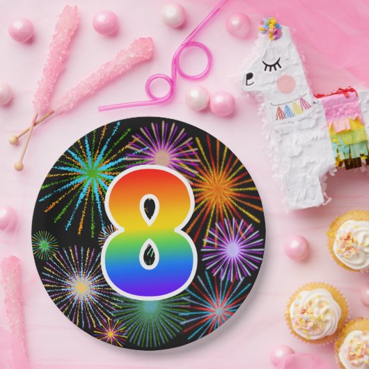 8. Veranstaltung - Spaß, farbenfroh, kühl, Regenbo Pappteller (Party)