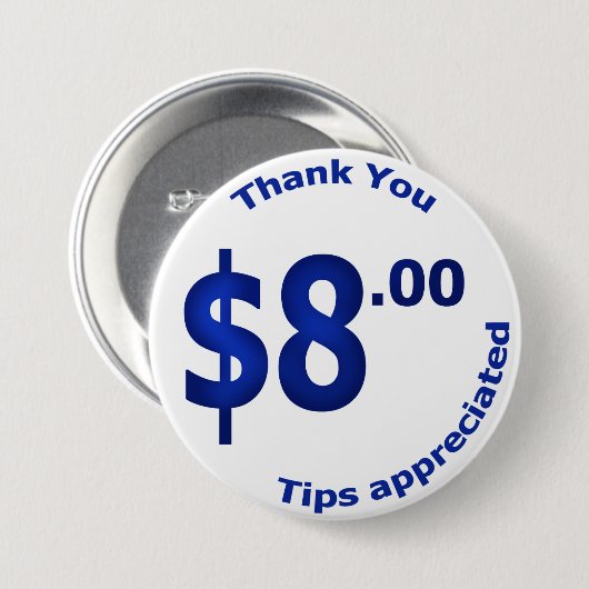 $8 Verkaufs-Knopf Button (Vorne & Hinten)