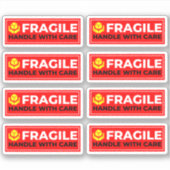 8 Vinyl Fragile Stickers (Handle with Care) Aufkleber (Vorderseite)