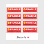 8 Vinyl Fragile Stickers (Handle with Care) Aufkleber (Blatt)