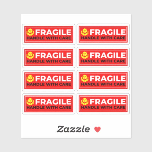 8 Vinyl Fragile Stickers (Handle with Care) Aufkleber (Blatt)