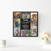 8 Vorlagenzeit für Bilder mit Familiensatz schwarz Quadratische Wanduhr (Zuhause)