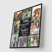8 Vorlagenzeit für Bilder mit Familiensatz schwarz Quadratische Wanduhr (Winkel)