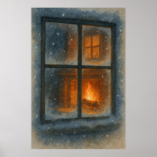 8. Winter, Hearth Glow, saisonale Printwerbung Poster