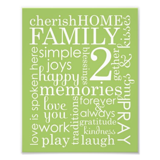 8 x 10 Familienhochzeit Word Art Collage House Reg Fotodruck (Vorne)