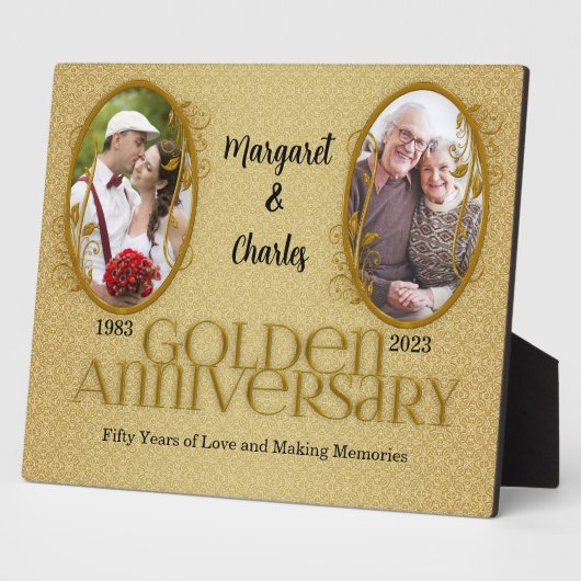 8 x 10 Goldenes 50-jähriges Foto zum Hochzeitstag Fotoplatte (Seite)