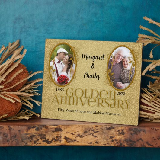 8 x 10 Goldenes 50-jähriges Foto zum Hochzeitstag Fotoplatte (Seite)