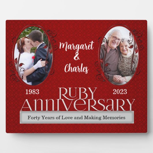 8 x 10 Ruby 40th Wedding Anniversary Foto Fotoplatte (Vorderseite)