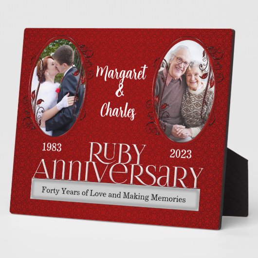 8 x 10 Ruby 40th Wedding Anniversary Foto Fotoplatte (Seite)