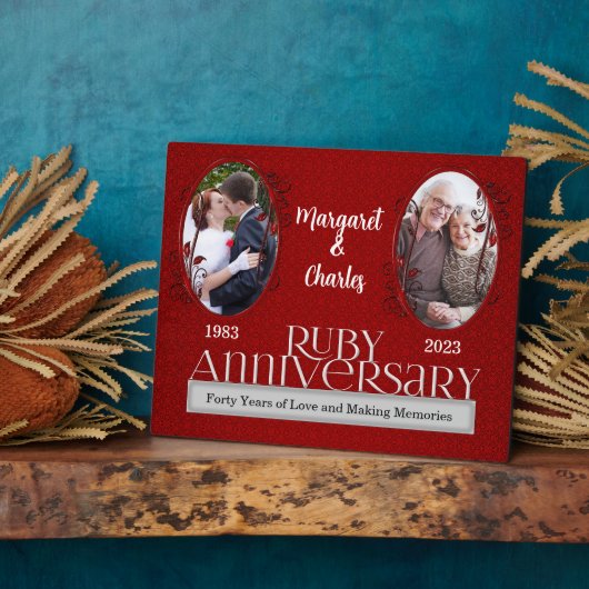 8 x 10 Ruby 40th Wedding Anniversary Foto Fotoplatte (Seite)