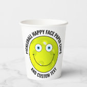 8 x Custom Pickleball Party BLAU EYES Happy Face Pappbecher (Rückseite)
