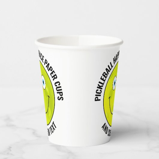 8 x Custom Pickleball Party BLAU EYES Happy Face Pappbecher (Links)