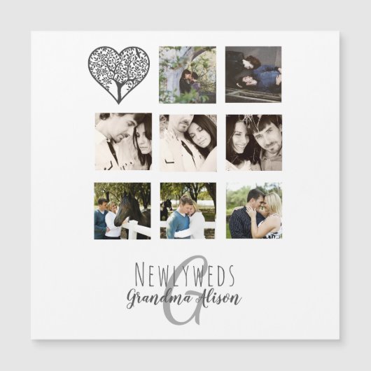 8 x FOTO COLLAGE Neuerdings Personalisierte WEDD Magnetkarte (Vorderseite)