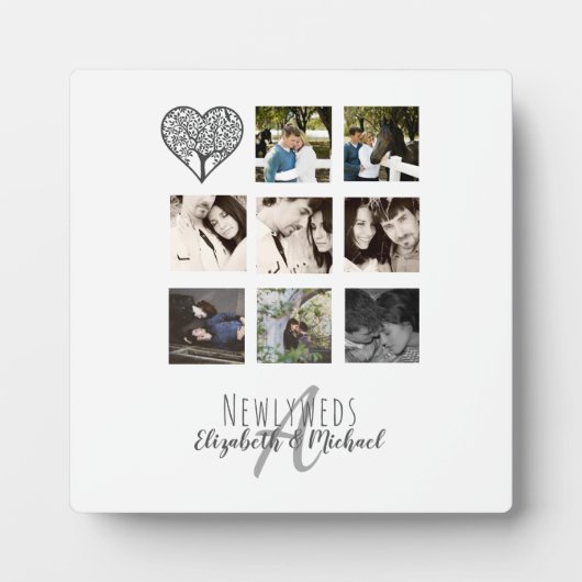 8 x PHOTO COLLAGE Newlyweds Personalized WEDDING Fotoplatte (Vorderseite)