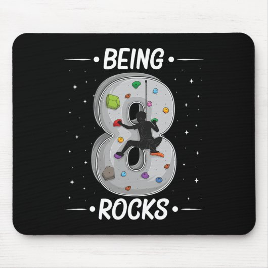 8 Year Old Rock Climbing 8th Birthday Adventures C Mousepad (Vorne)