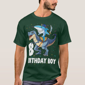 8 year old shirt 8th Birthday Boy Shark Dinosaur