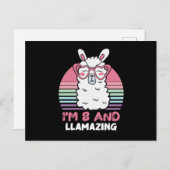 8 Years Old Bday Llamazing 8th Birthday Llama Postkarte (Vorne/Hinten)