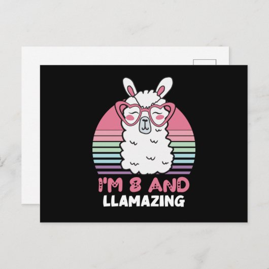 8 Years Old Bday Llamazing 8th Birthday Llama Postkarte (Vorne/Hinten)