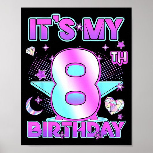 8 Years Old Birthday Kp Kids 8th Birthday Girls K- Poster (Vorne)