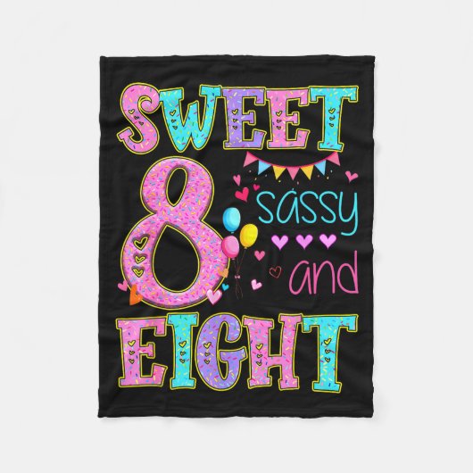 8 Years Old Sweet Sy And Eight Birthday Girl Donut Fleecedecke (Vorderseite)